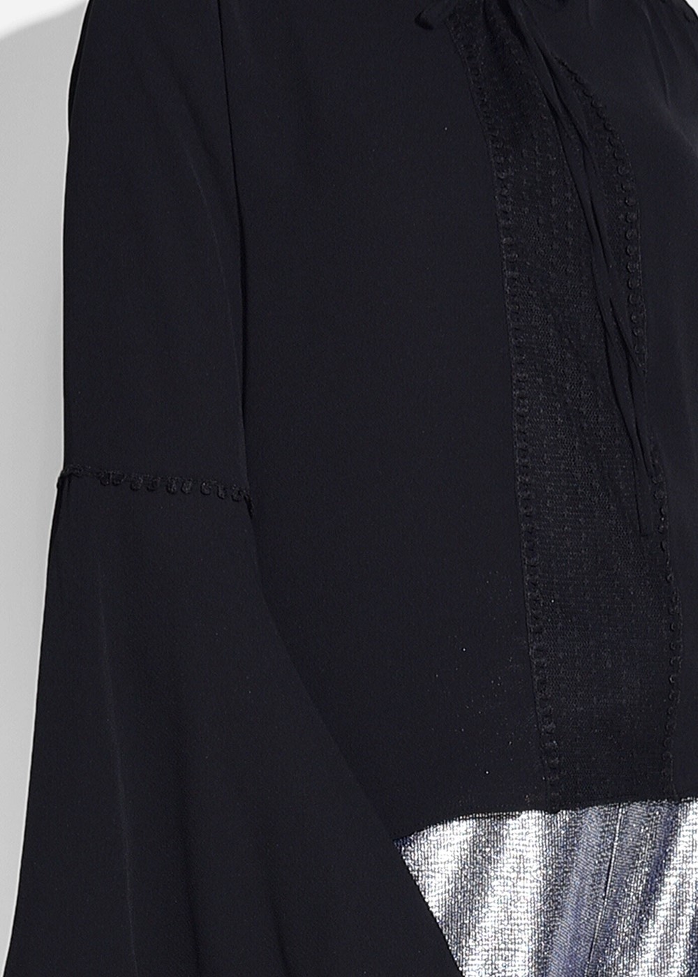 Tesettür giyim SİYAH KOLLARI VOLANLI BLUZ 7142