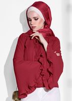 Tesettür giyim KIRMIZI KOLLARI VOLANLI BLUZ 7142