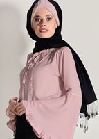 Tesettür giyim PUDRA KOLLARI VOLANLI BLUZ 7142