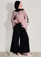 Tesettür giyim PUDRA KOLLARI VOLANLI BLUZ 7142