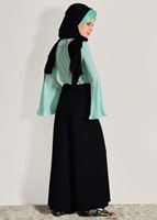 Tesettür giyim YEŞİL KOLLARI VOLANLI BLUZ 7142