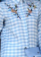 Tesettür giyim MAVİ PÖTİKARE DESENLİ NAKIŞ İŞLEMELİ BLUZ 7624