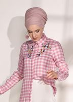 Tesettür giyim PUDRA PÖTİKARE DESENLİ NAKIŞ İŞLEMELİ BLUZ 7624