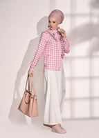 Tesettür giyim PUDRA PÖTİKARE DESENLİ NAKIŞ İŞLEMELİ BLUZ 7624