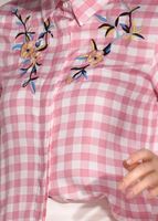 Tesettür giyim PUDRA PÖTİKARE DESENLİ NAKIŞ İŞLEMELİ BLUZ 7624