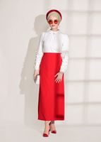 Tesettür giyim KREM T 7907 Armalin- Boncuk İşlemeli Erkek Yaka Bluz