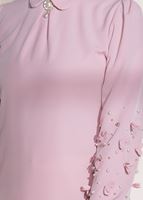 Tesettür giyim PUDRA T 7907 Armalin- Boncuk İşlemeli Erkek Yaka Bluz