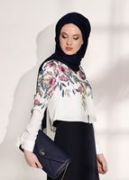 Tesettür giyim KREM T 8094 Armalin-Çiçek Desenli Bluz
