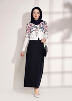 Tesettür giyim KREM T 8094 Armalin-Çiçek Desenli Bluz