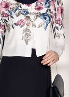 Tesettür giyim KREM T 8094 Armalin-Çiçek Desenli Bluz