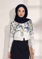 Tesettür giyim LACİVERT T 8094 Armalin-Çiçek Desenli Bluz