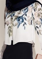 Tesettür giyim LACİVERT T 8094 Armalin-Çiçek Desenli Bluz