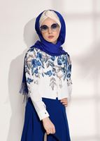 Tesettür giyim KREM T 8094 Armalin-Çiçek Desenli Bluz