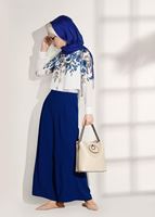 Tesettür giyim KREM T 8094 Armalin-Çiçek Desenli Bluz