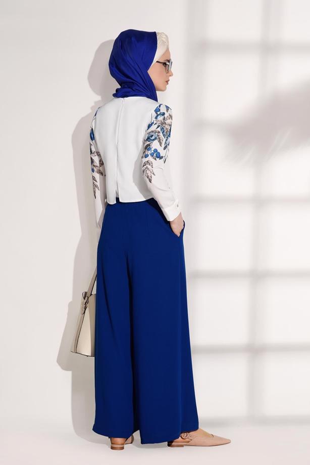 Tesettür giyim  T 8094 Armalin-Çiçek Desenli Bluz - TRENDTESETTÜR