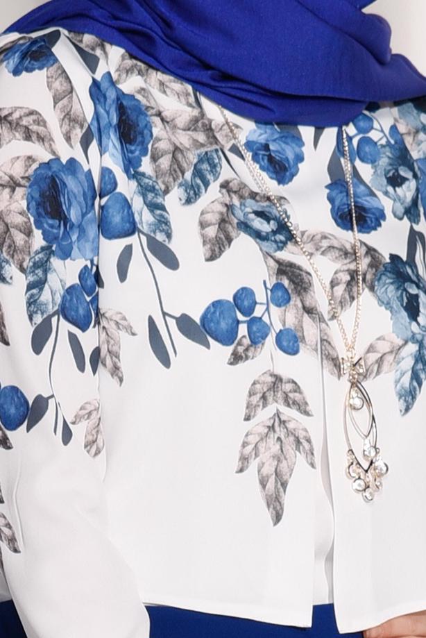 Tesettür giyim  T 8094 Armalin-Çiçek Desenli Bluz - TRENDTESETTÜR