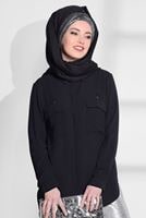 Hijab clothing BLACK POCKET DETAIL BLOUSE 8202 