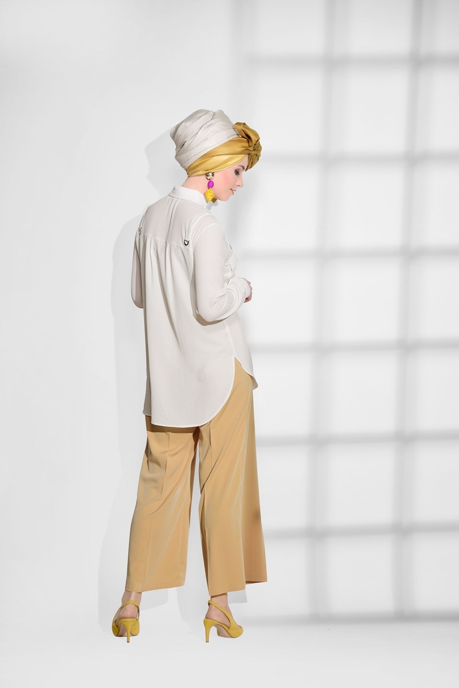 Vêtements hijab CRÈME CHEMISIER DÉTAIL POCHE 8202