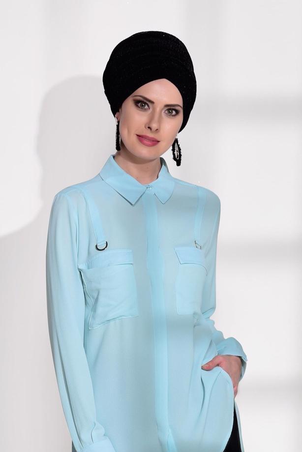 Vêtements hijab  POCKET DETAIL BLOUSE 8202  - TRENDTESETTÜR