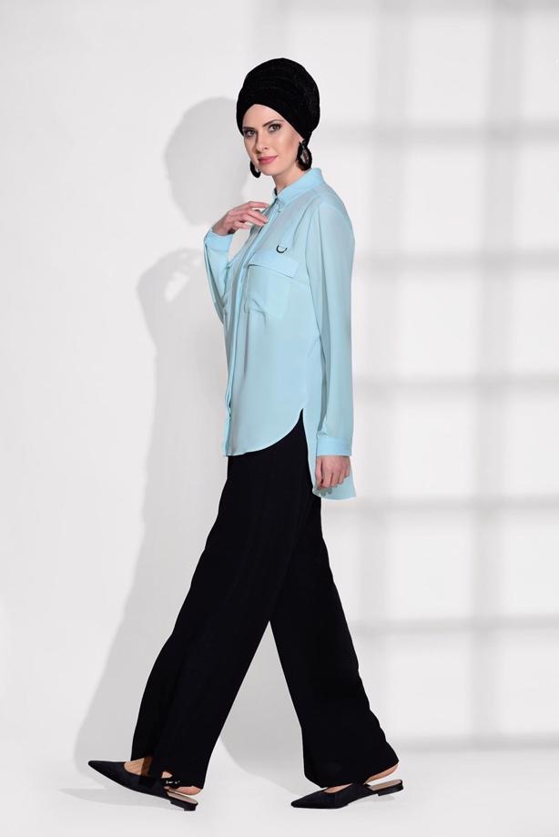 Vêtements hijab  POCKET DETAIL BLOUSE 8202  - TRENDTESETTÜR