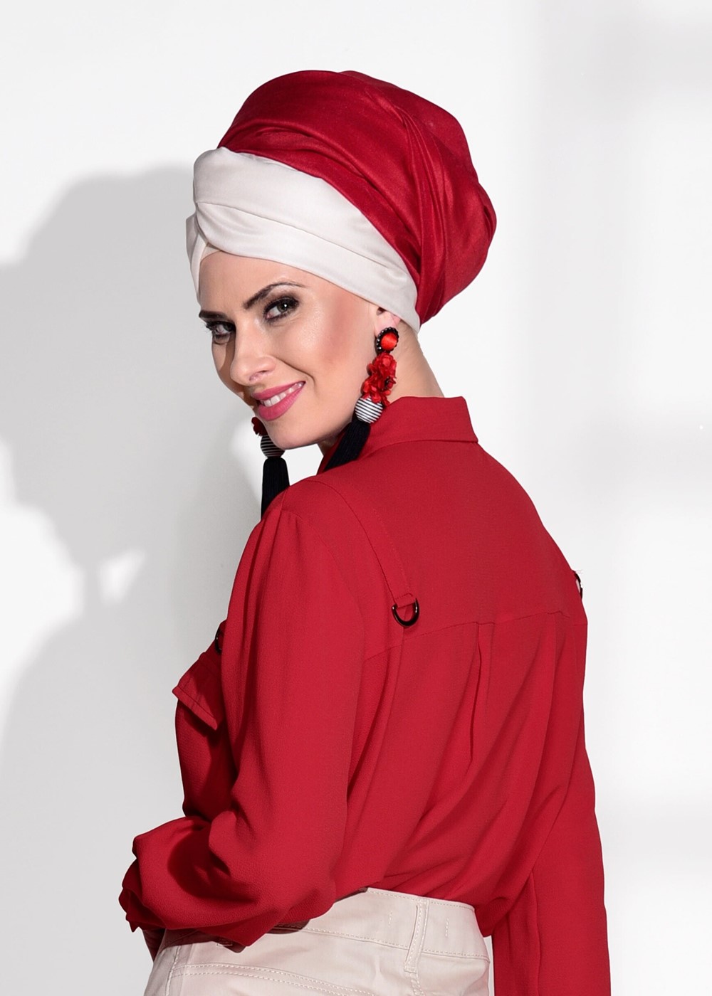Vêtements hijab ROUGE CHEMISIER DÉTAIL POCHE 8202