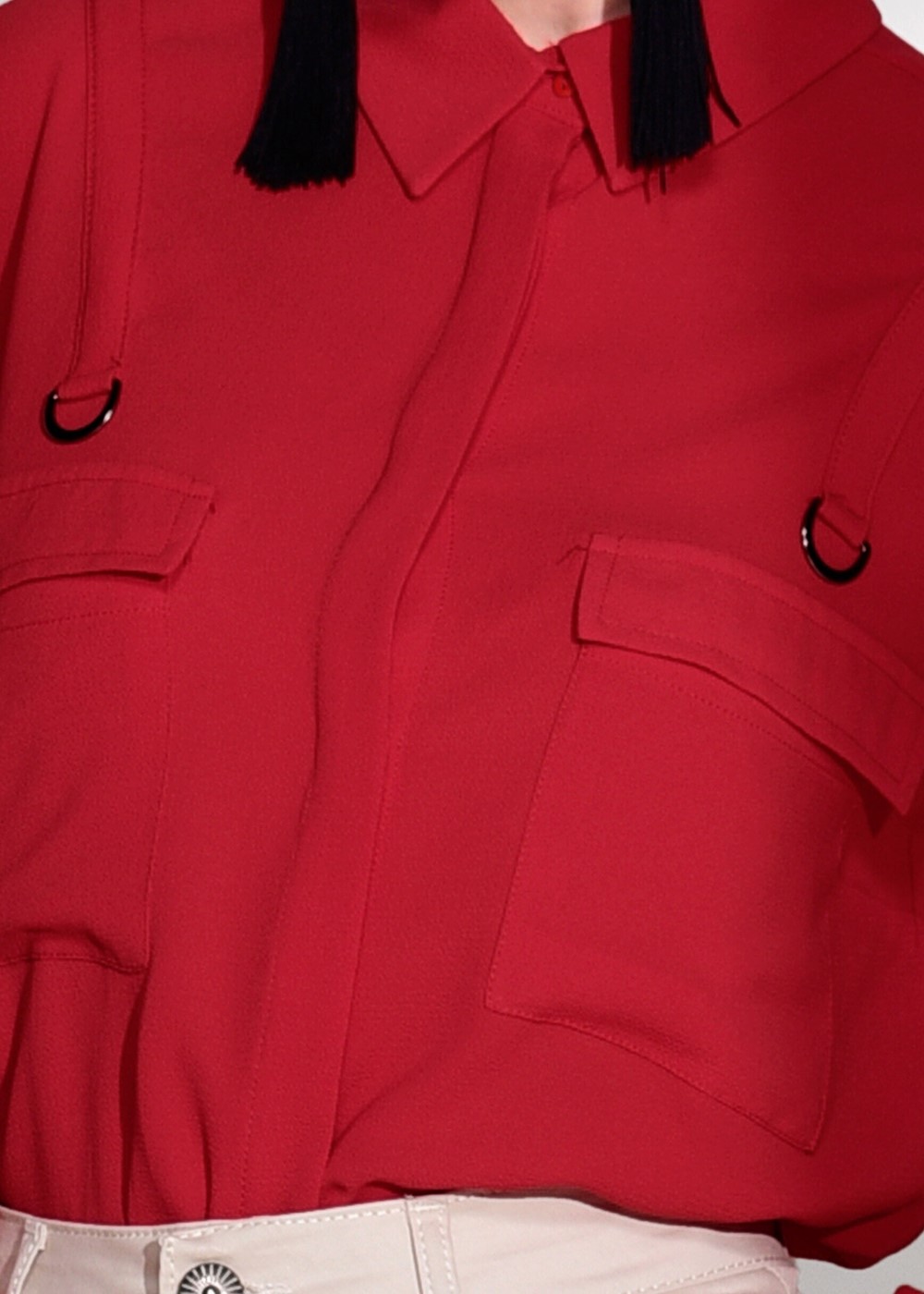 Vêtements hijab ROUGE CHEMISIER DÉTAIL POCHE 8202