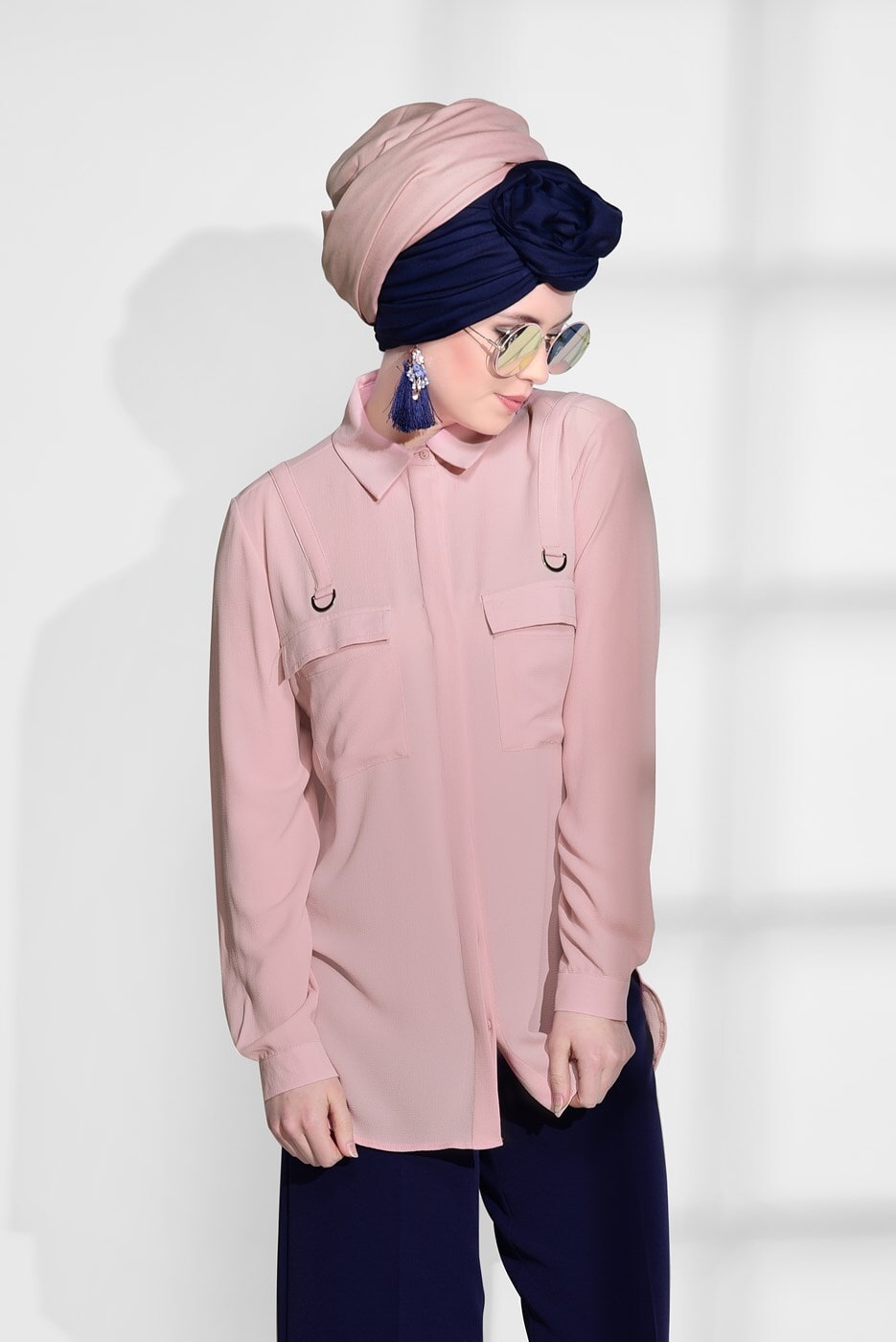 Hijab clothing POWDER POCKET DETAIL BLOUSE 8202 
