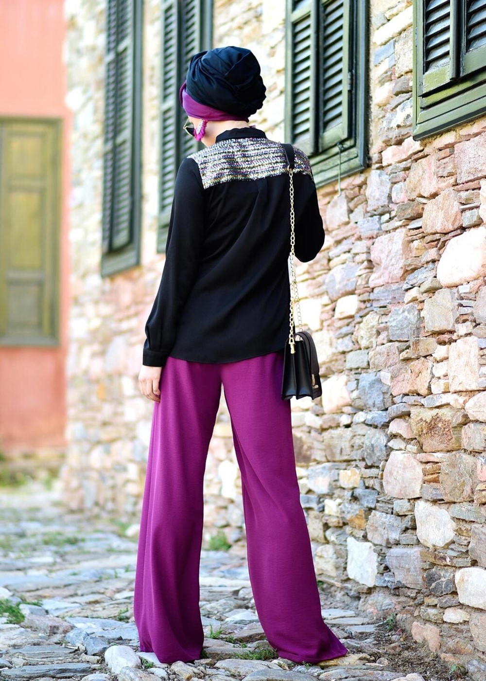 Vêtements hijab NOIR TUNIQUE DÉTAIL PAILLETTE 8402