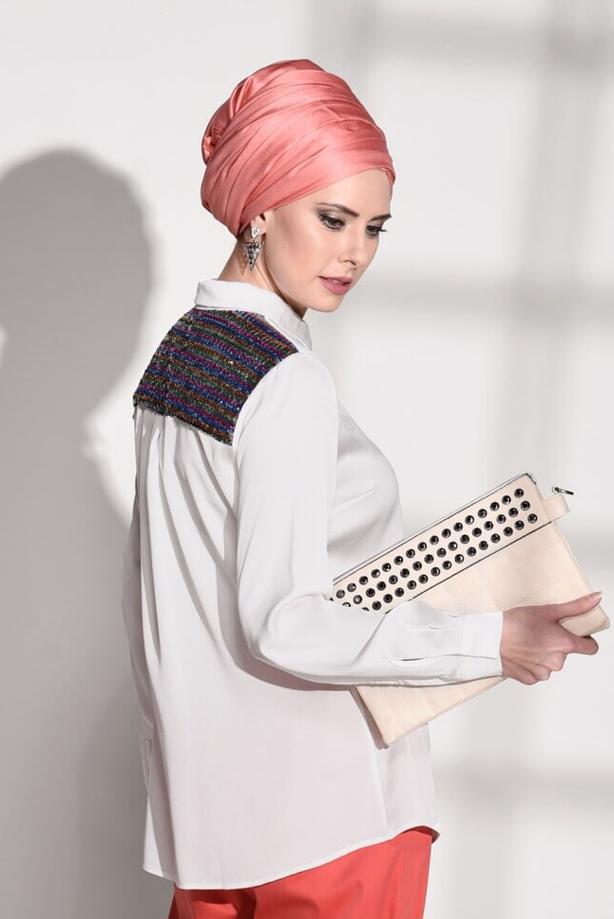 Vêtements hijab  SEQUIN DETAIL TUNIC 8402  - TRENDTESETTÜR