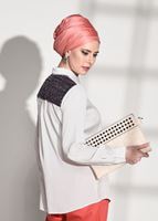 Hijab clothing CREAM SEQUIN DETAIL TUNIC 8402 