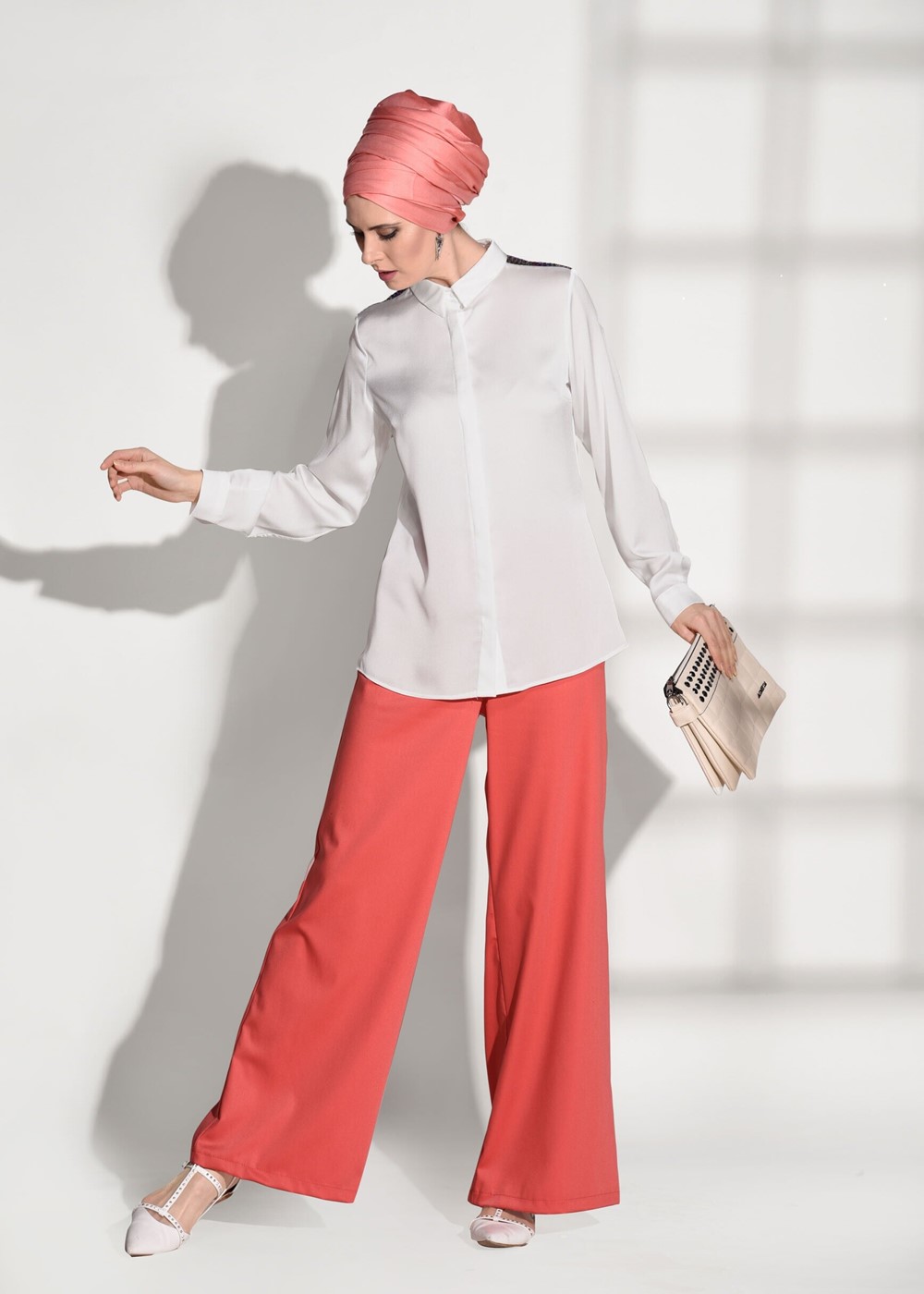 Hijab clothing CREAM SEQUIN DETAIL TUNIC 8402 