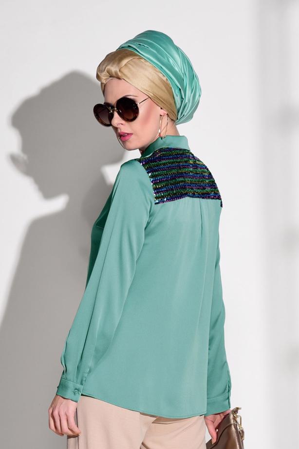 Vêtements hijab  SEQUIN DETAIL TUNIC 8402  - TRENDTESETTÜR