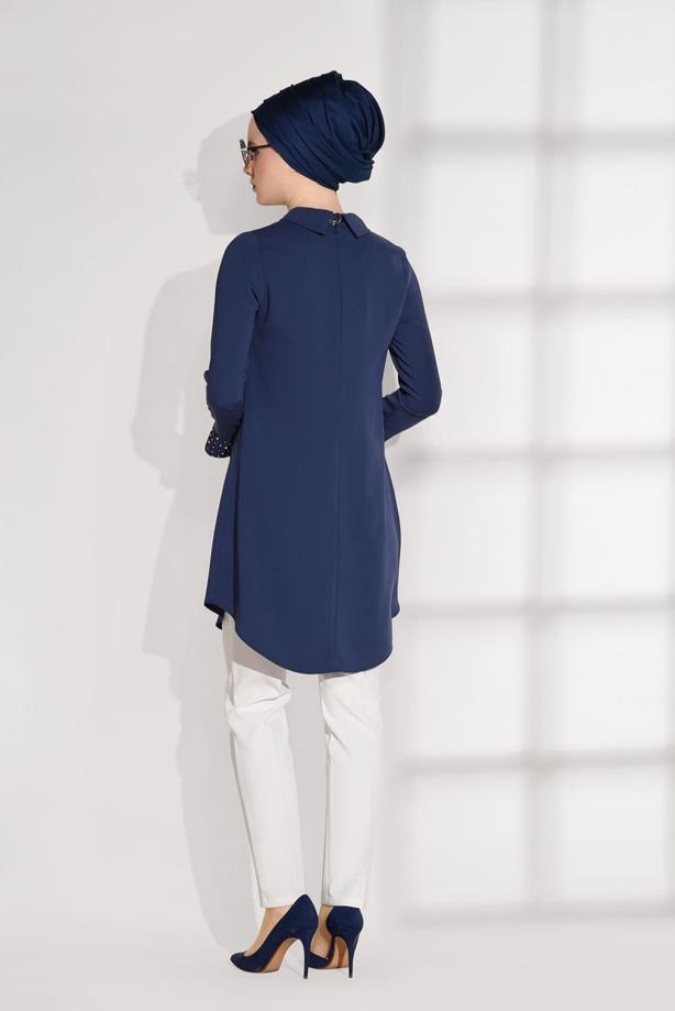 Tesettür giyim  MANŞETLERİ BONCUK DETAYLI TUNİK 8707  - TRENDTESETTÜR