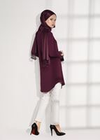 Tesettür giyim MOR MANŞETLERİ BONCUK DETAYLI TUNİK 8707 
