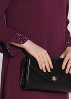 Tesettür giyim MOR MANŞETLERİ BONCUK DETAYLI TUNİK 8707 