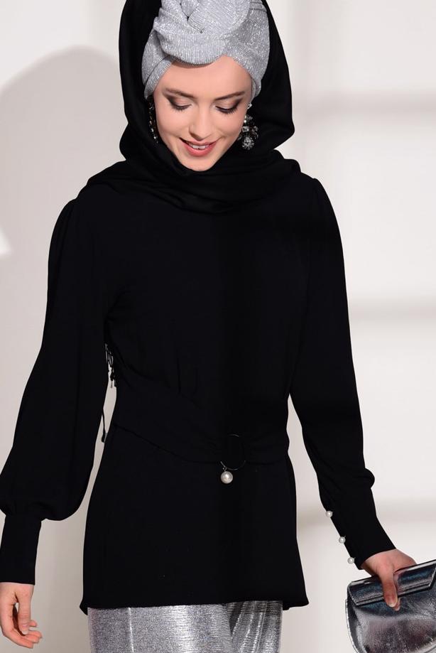 Vêtements hijab  BELT DETAIL BLOUSE 9001  - TRENDTESETTÜR