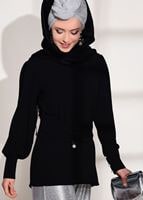 Vêtements hijab NOIR CHEMISIER À DÉTAILS CEINTURE 9001