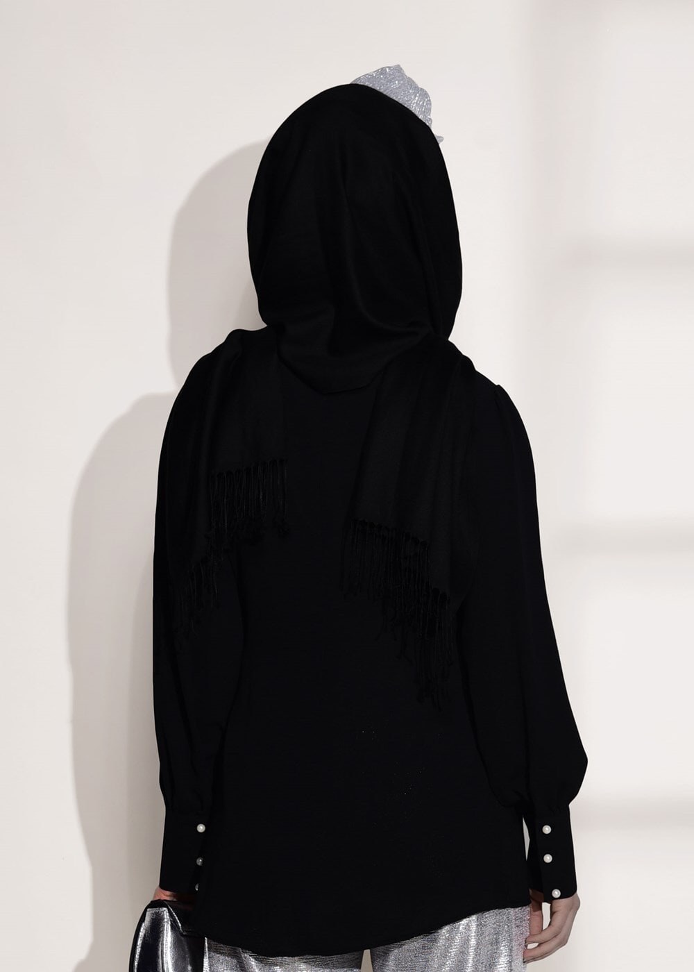 Vêtements hijab NOIR CHEMISIER À DÉTAILS CEINTURE 9001