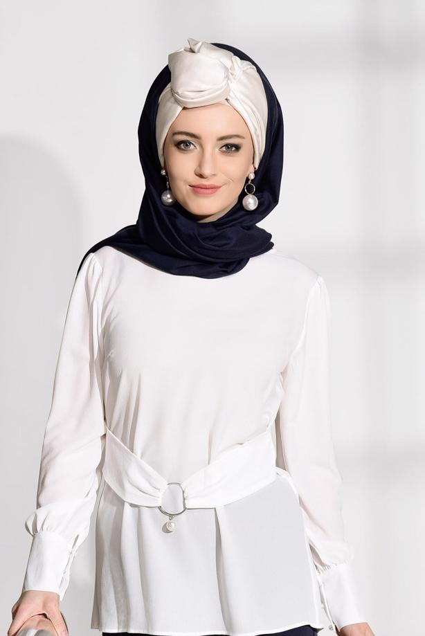 Vêtements hijab  BELT DETAIL BLOUSE 9001  - TRENDTESETTÜR