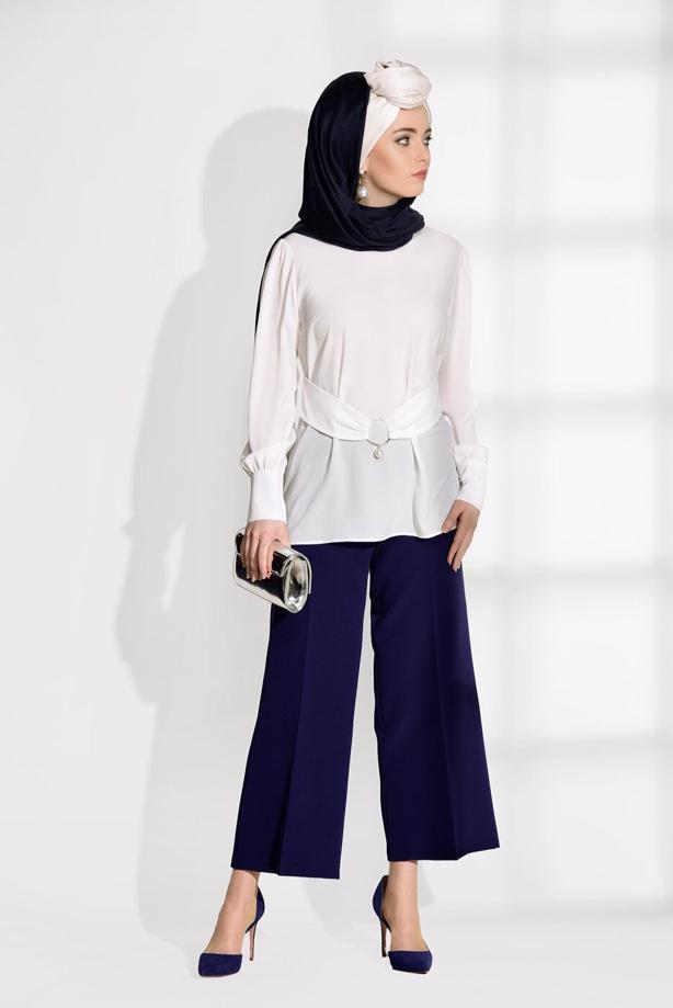 Vêtements hijab  BELT DETAIL BLOUSE 9001  - TRENDTESETTÜR