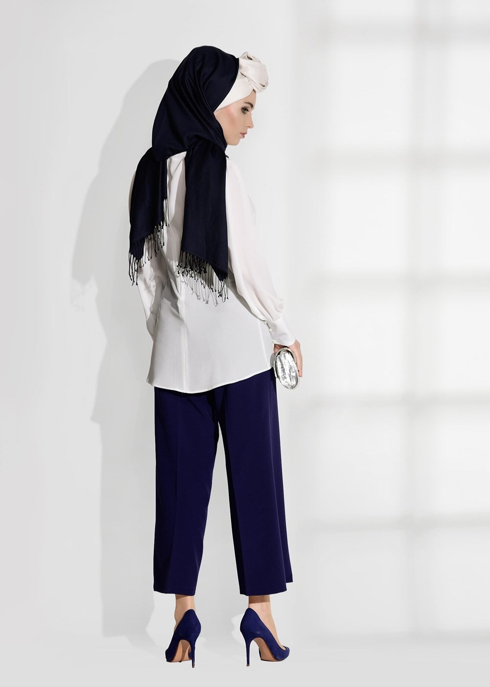 Hijab clothing CREAM BELT DETAIL BLOUSE 9001 