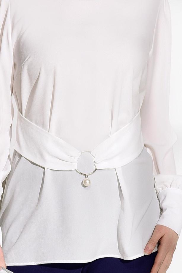 Vêtements hijab  BELT DETAIL BLOUSE 9001  - TRENDTESETTÜR