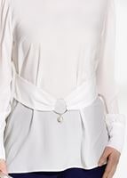 Vêtements hijab CRÈME CHEMISIER À DÉTAILS CEINTURE 9001