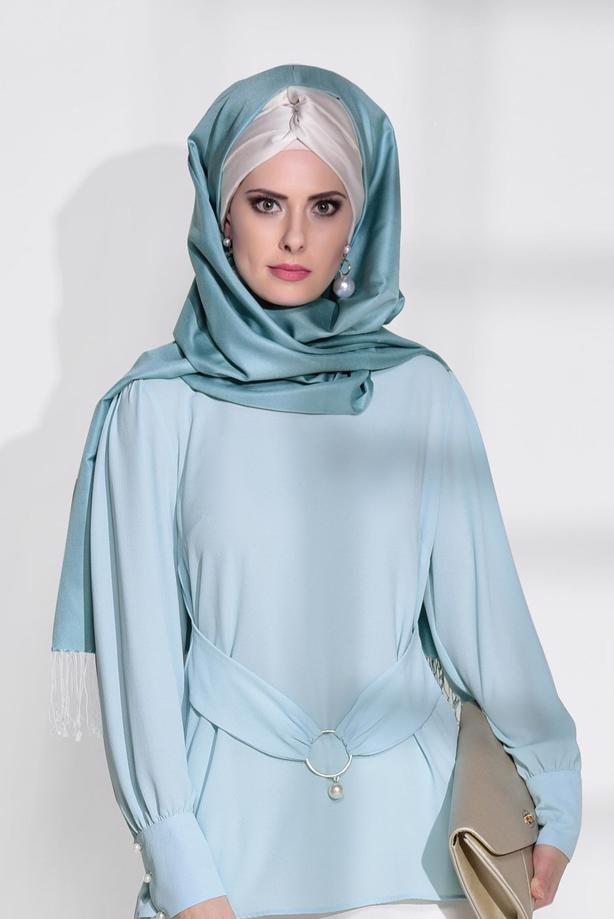 Vêtements hijab  BELT DETAIL BLOUSE 9001  - TRENDTESETTÜR