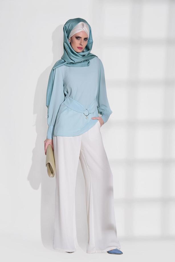 Vêtements hijab  BELT DETAIL BLOUSE 9001  - TRENDTESETTÜR