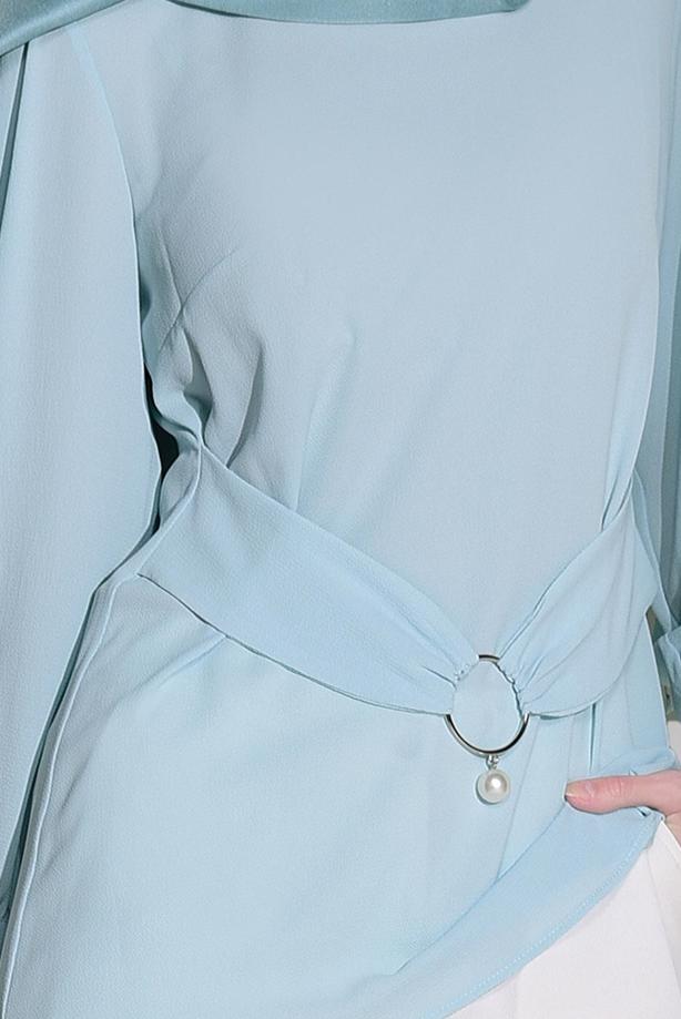 Vêtements hijab  BELT DETAIL BLOUSE 9001  - TRENDTESETTÜR