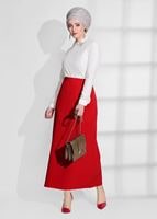 Tesettür giyim KREM YAKASI İŞLEMELİ BLUZ 9507 