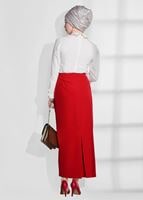 Tesettür giyim KREM YAKASI İŞLEMELİ BLUZ 9507 