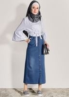 Vêtements hijab CRÈME CHEMISIER À RAYURES 500082-2