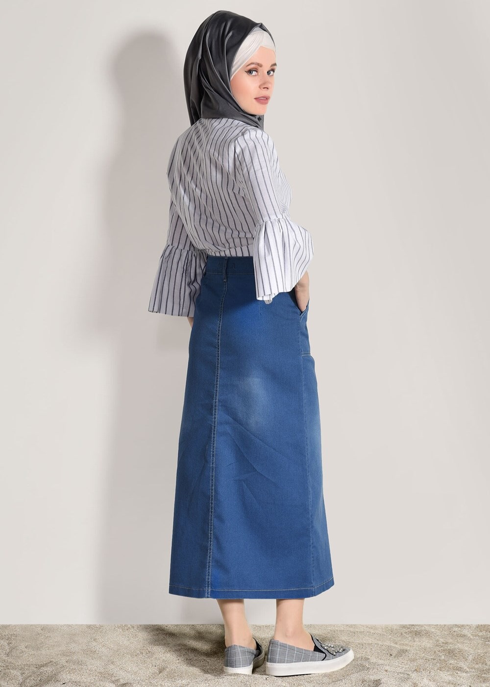 Vêtements hijab CRÈME CHEMISIER À RAYURES 500082-2